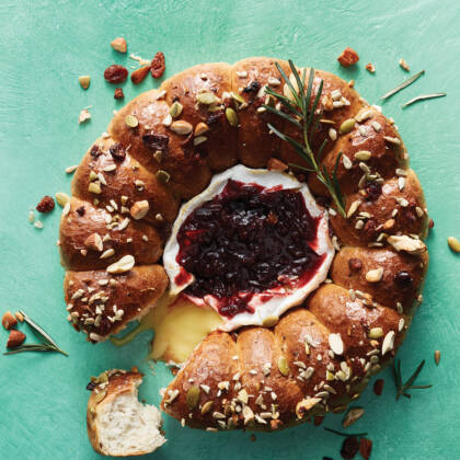 Baked Triple Cream Brie Wreath with Nut Topping